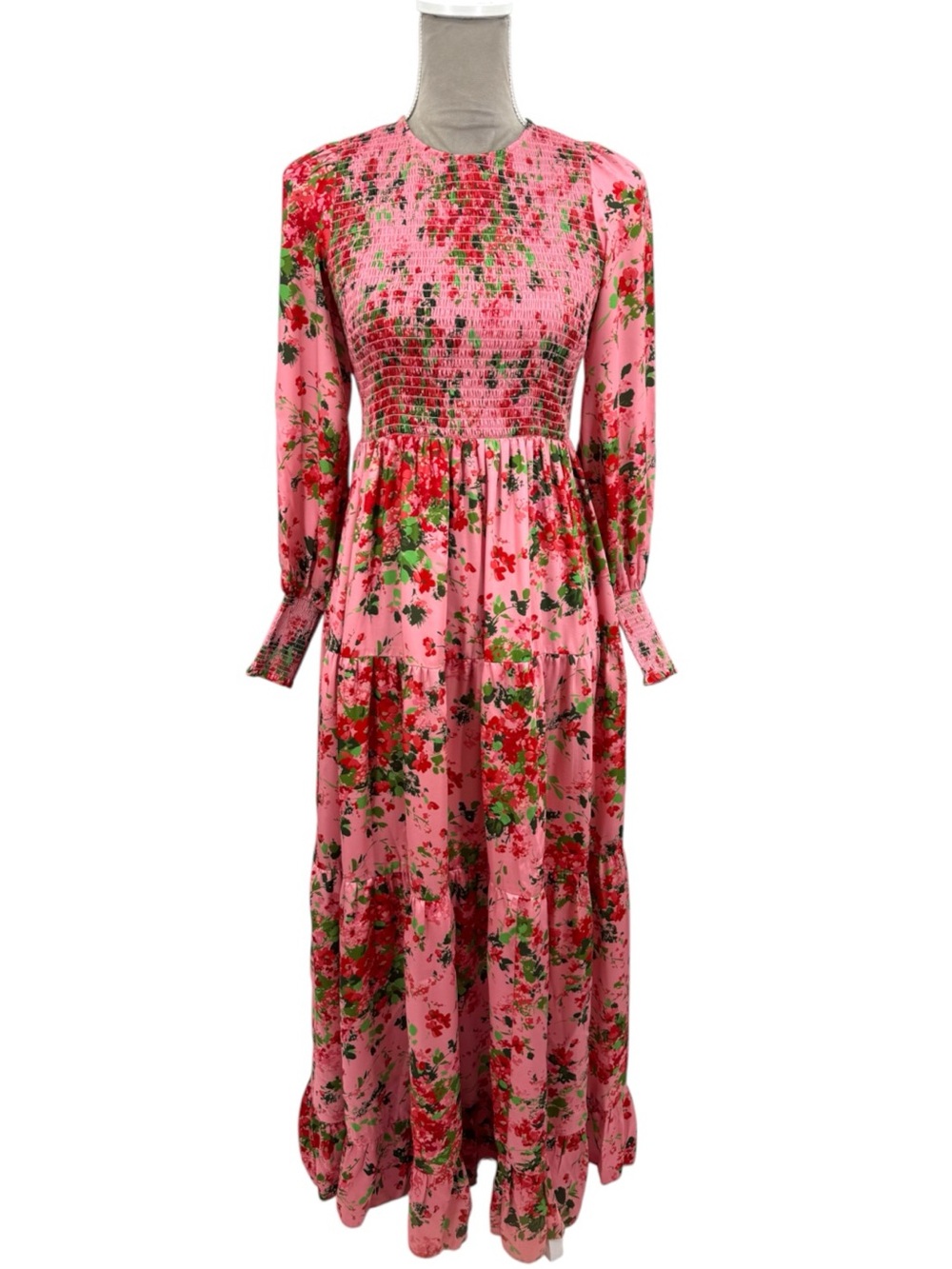 Tuckernuck Peony Meadows Libby Dress Pink Floral Smocked Maxi S - Picture 3 of 14